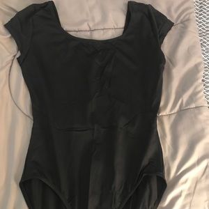 Black short sleeved ballet leotard
